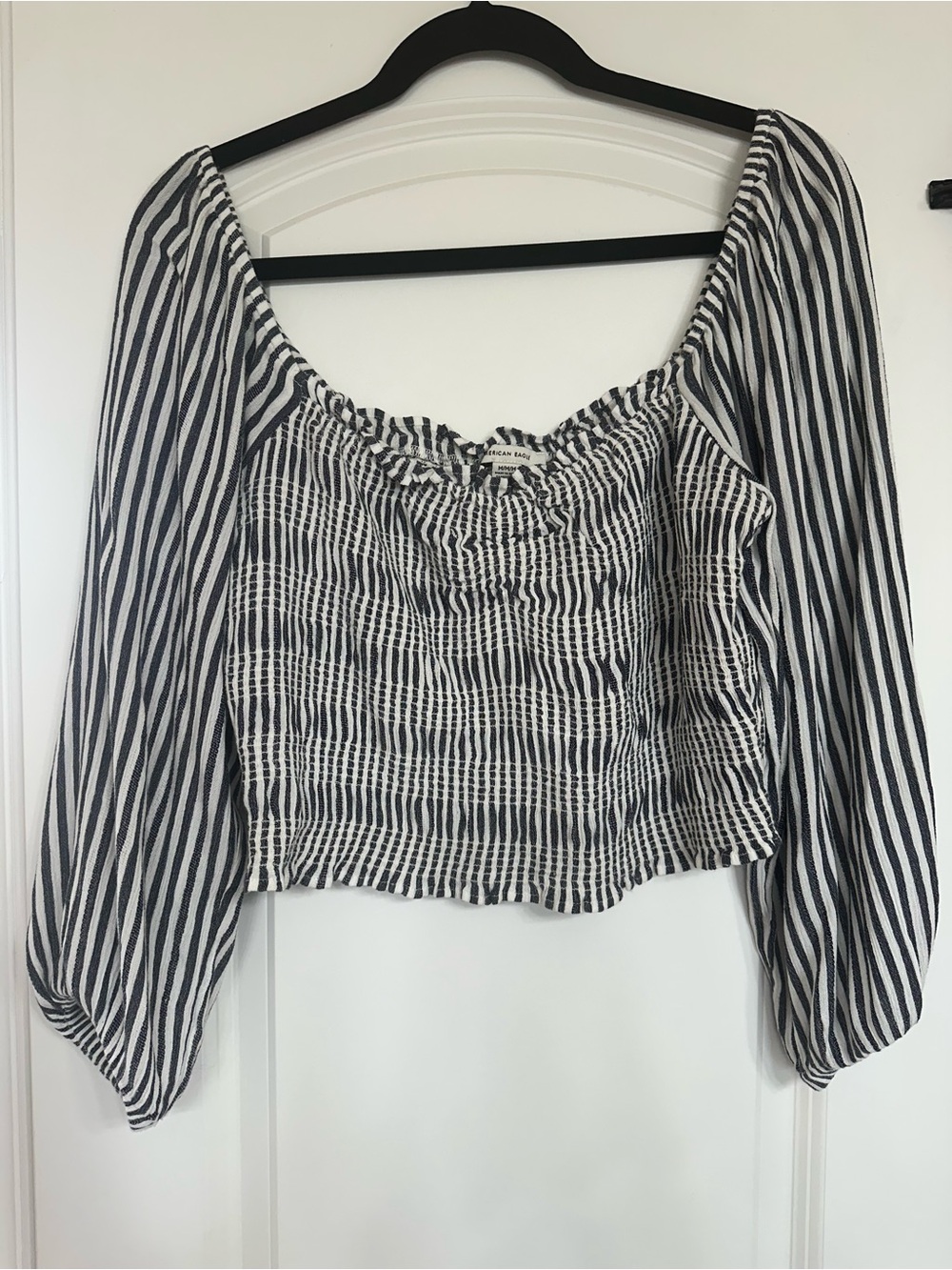 American Eagle Striped Smocked Crop Top - Medium